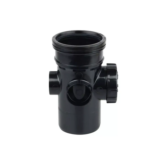 110mm OsmaSoil Ring Seal Single Socket Bossed Access Pipe - Wavin (Black) - 4S274B