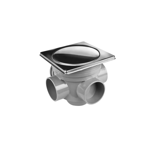 Wavin Osma Floor Gully with Stainless Steel Tile & Grid (Grey) 50mm - 2V502G