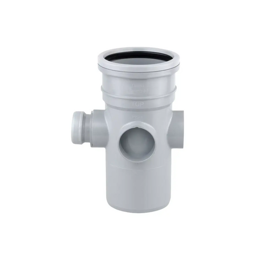 Wavin OsmaSoil Ring Seal Bossed Pipe (Grey) 110mm 40mm - 4S582G