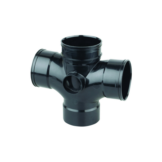 110mm Osma Soil Solvent Weld Double Branch 87.5 Degree - Wavin (Black) - 4S430B