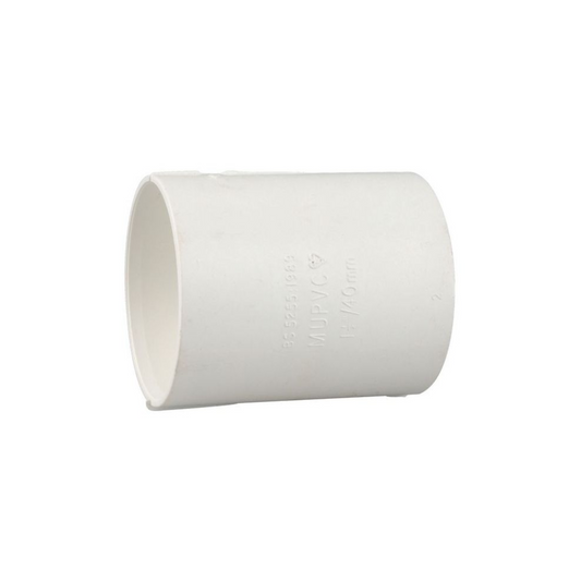 Wavin Osma MUPVC Solvent‑Weld Double Socket (White) 40mm – 5M104W