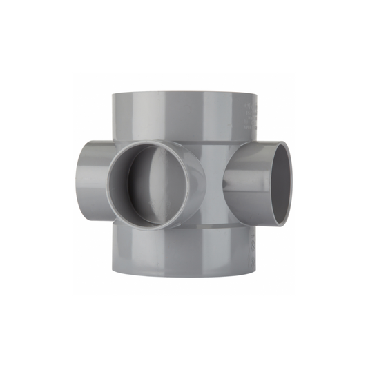 Polypipe System 2000 Short Boss Pipe Double Solvent Socket (Grey) 110mm - SE60G