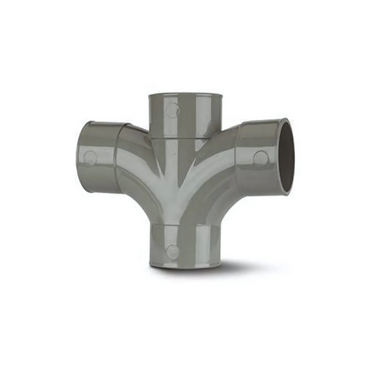 Polypipe System 2000 Cross Tee (Solvent Grey) 50mm x 92.5° - MU315SG