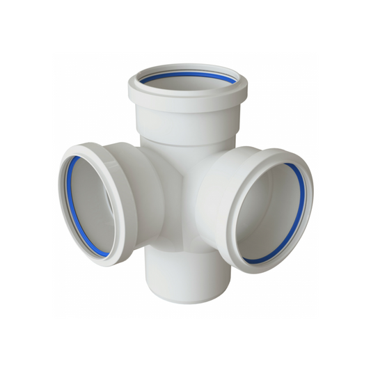 Polypipe PolySoil Triple Socket Corner Branch (White) 110mm x 92.5° - STC401W