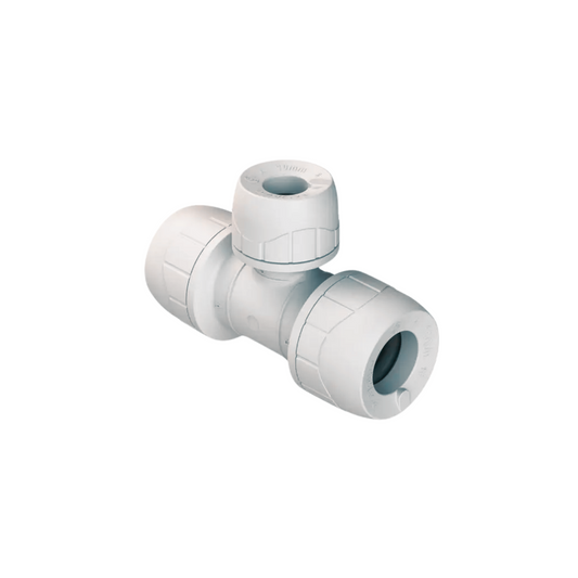 Polypipe Polyplumb Enhanced Branch Reducing Tee White 15mm x 15mm x 10mm - PB1115EW