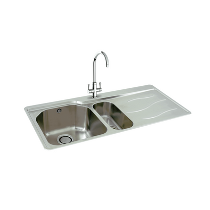 Carron Phoenix Maui 150 1.5 Bowl Inset Sink Right-Hand Drainer (Stainless Steel) – 101.0155.124