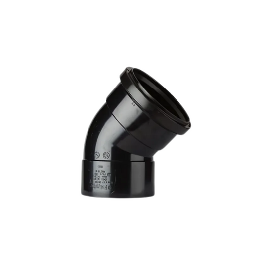 Polypipe PolySoil Offset Bend Ring Seal Socket X Solvent Socket (Black) 3in/82mm x 135° - SB303B