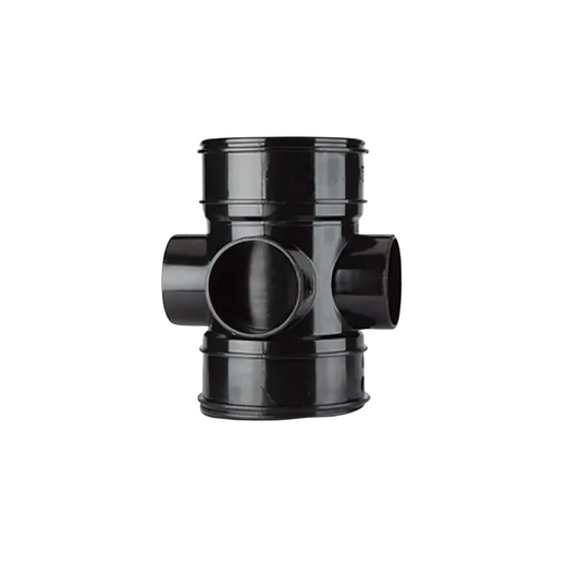 Polypipe Solvent Soil 3-Way Boss Pipe Double Socket (Black) 110mm - SWE60B