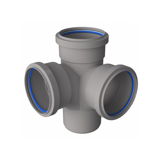 Polypipe PolySoil Triple Socket Corner Branch (Grey) 110mm x 92.5° - STC401G
