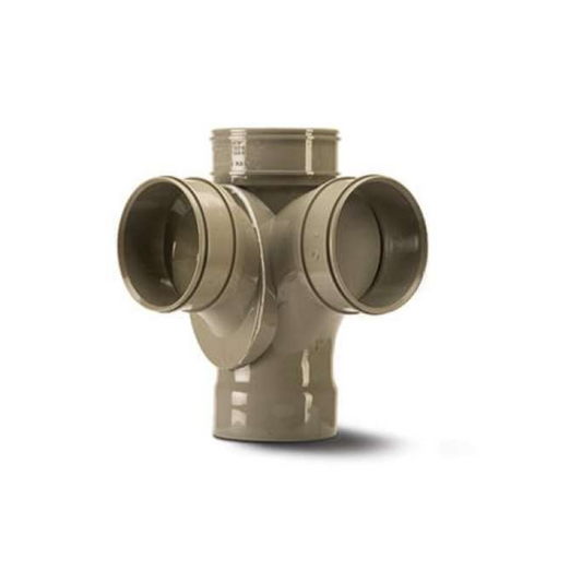 Polypipe PolySoil Corner Branch Quadruple Socket (Grey) 4in/110mm x 92.5° - SCB106SG