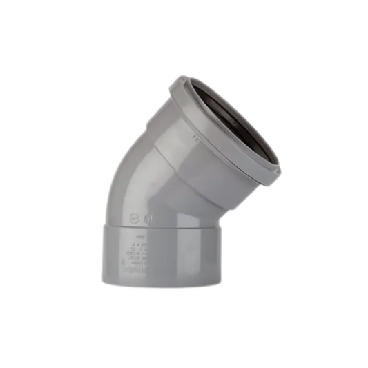 Polypipe PolySoil Offset Bend Ring Seal Socket X Solvent Socket (Grey) 4in/110mm x 135° - SB403G