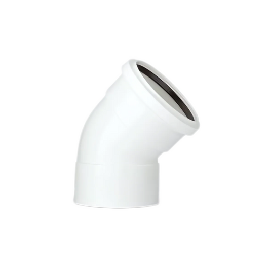 Polypipe PolySoil Offset Bend Ring Seal Socket X Solvent Socket (White) 4in/110mm x 135° - SB403W