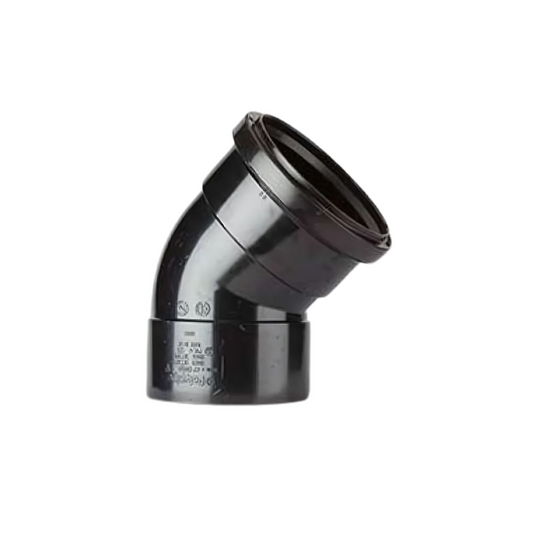 Polypipe PolySoil Offset Bend Ring Seal Socket X Solvent Socket (Black) 4in/110mm x 135° - SB403B
