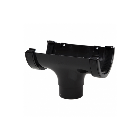 Polypipe Half‑Round Running Outlet (Black) 112 mm - RR105B