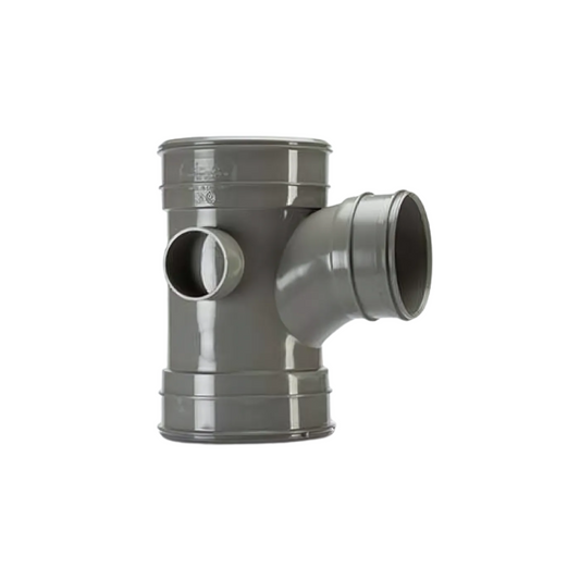 Polypipe System 2000 Single Branch Triple Socket (Grey) 3in/82mm x 92½° - SWT73SG