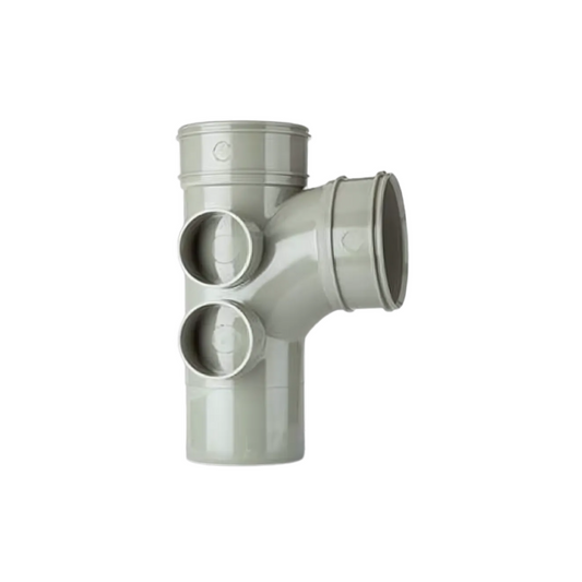 Polypipe System 2000 Single Branch 4 Boss Shoulders Double Socket (Grey) 4in/110mm x 92½° - SWT28SG