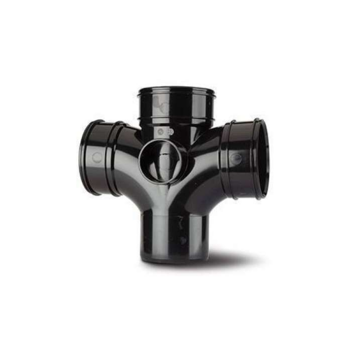 Polypipe PolySoil 110mm x 92.5° Double Branch Triple Socket/Spigot (Black) - SWU423B