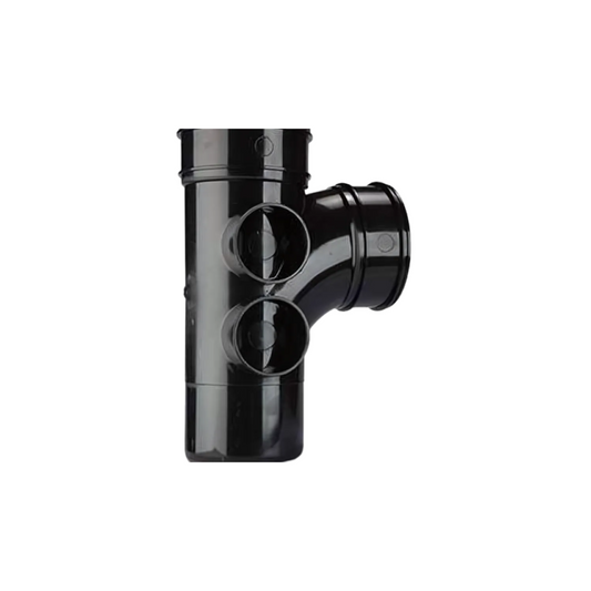Polypipe Single Branch Double Socket 4 Boss Shoulders (Black) 110mm x 92½° - SWT28B