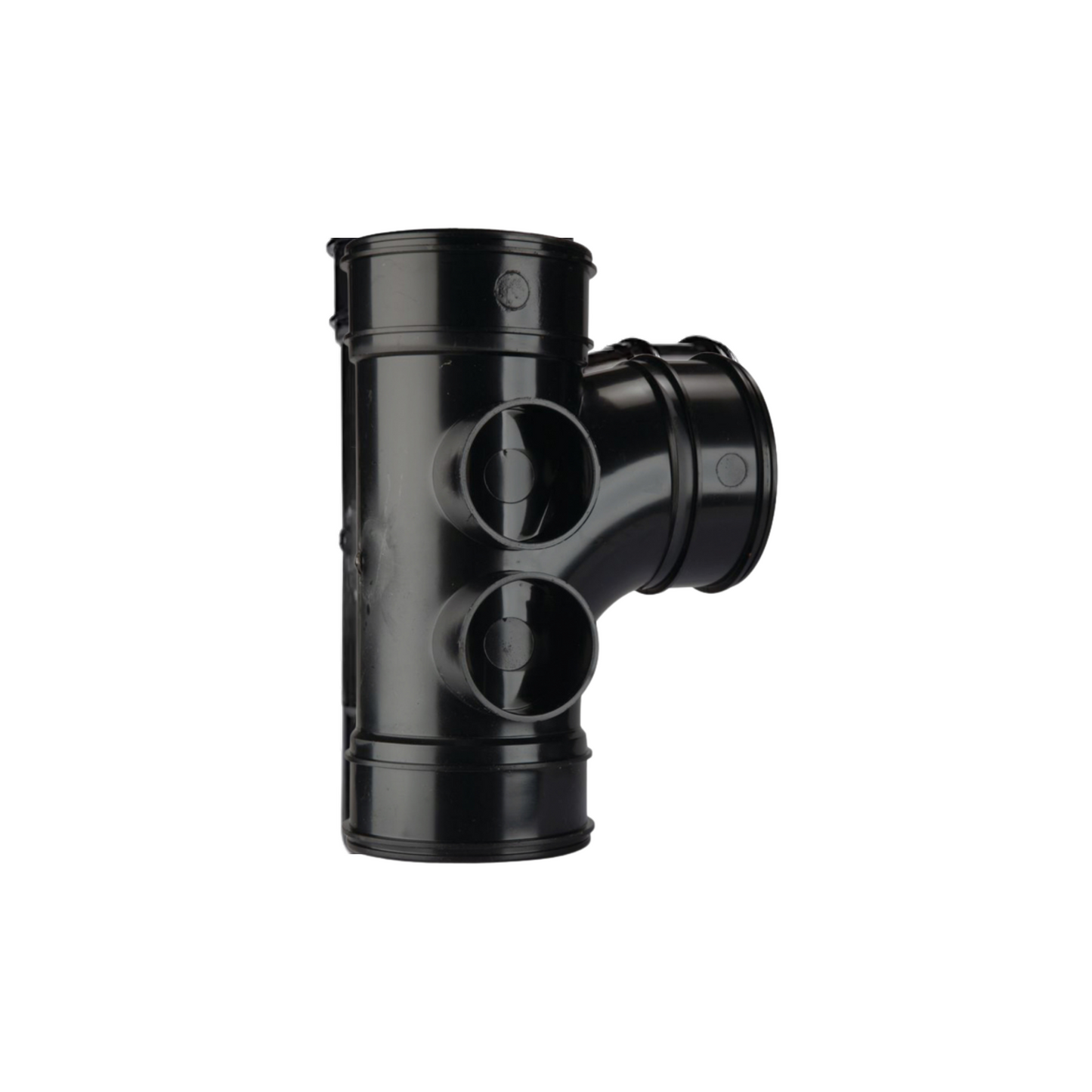 Polypipe Single Branch Triple Socket 4 Boss Shoulders (Black) 4in/110mm x 92.5° - SWT26B