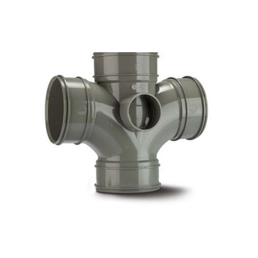 Polypipe System 2000 Double Branch (Solvent Grey) 110mm x 87.5° – SWU424SG