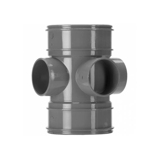 Polypipe System 2000 3-Way Double Socket Boss Pipe (Grey) 110mm - SWE60SG