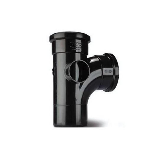 Polypipe Single Branch Equal (2 Boss) (Black) 3in/82mm x 92.5° - ST301B
