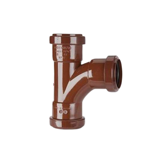 Polypipe Waste Push-Fit Swept Tee (Brown) 40mm x 91.25° - WP22BR