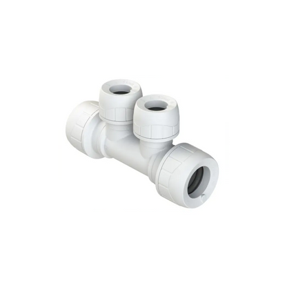 Polypipe Polyplumb Enhanced 2-Port Socket/Socket 22mm x 15mm - PB7322152EW
