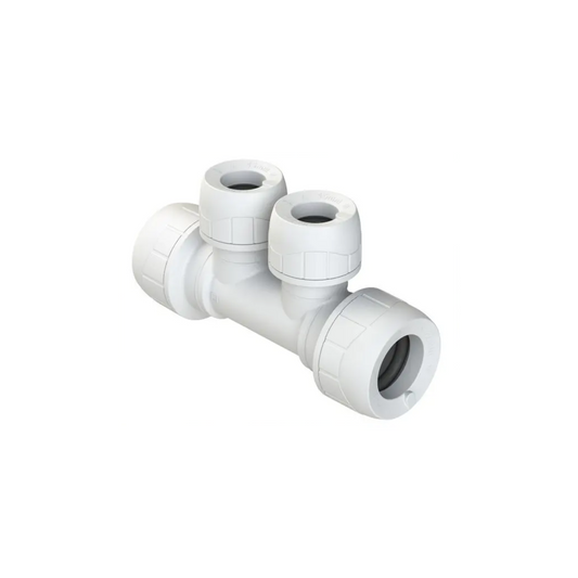 Polypipe Polyplumb Enhanced 2-Port Socket/Socket 22mm x 15mm - PB7322152EW