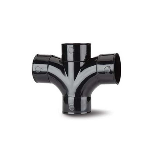 Polypipe System 2000 Cross Tee (Black) 50mm x 92.5° - MU315B