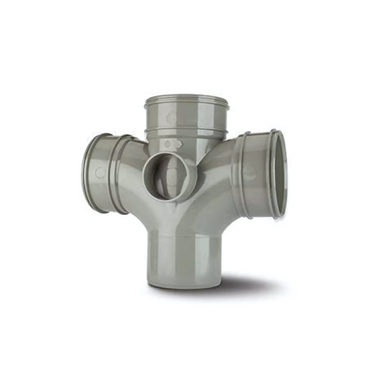Polypipe System 2000 Double Branch Triple Socket/Spigot (Grey) 110mm x 92½° - SWU423SG