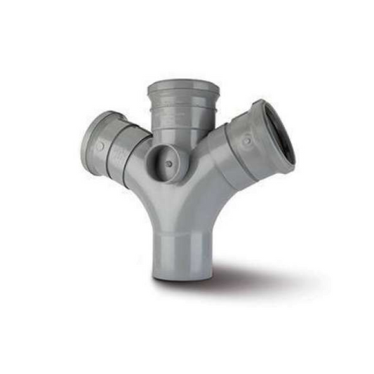 Polypipe PolySoil Double Branch Triple Socket Junction (Grey) 110mm x 112.5° - SU422G