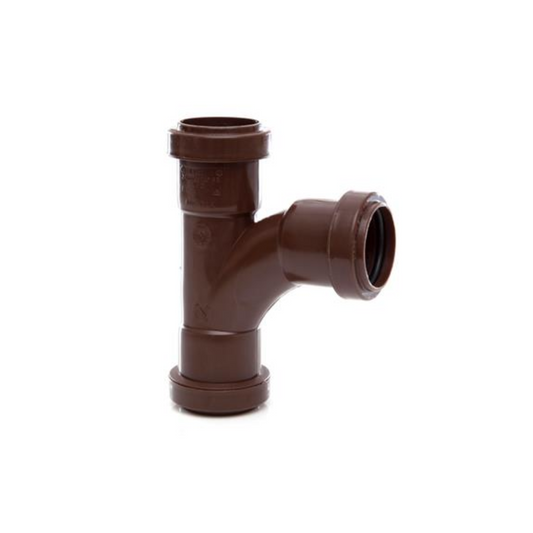 Polypipe Push-Fit Waste System Swept Tee (Brown) 32mm x 91.25° - WP21BR