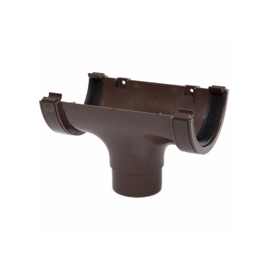 Polypipe Half‑Round Running Outlet (Brown) 112 mm - RR105BR